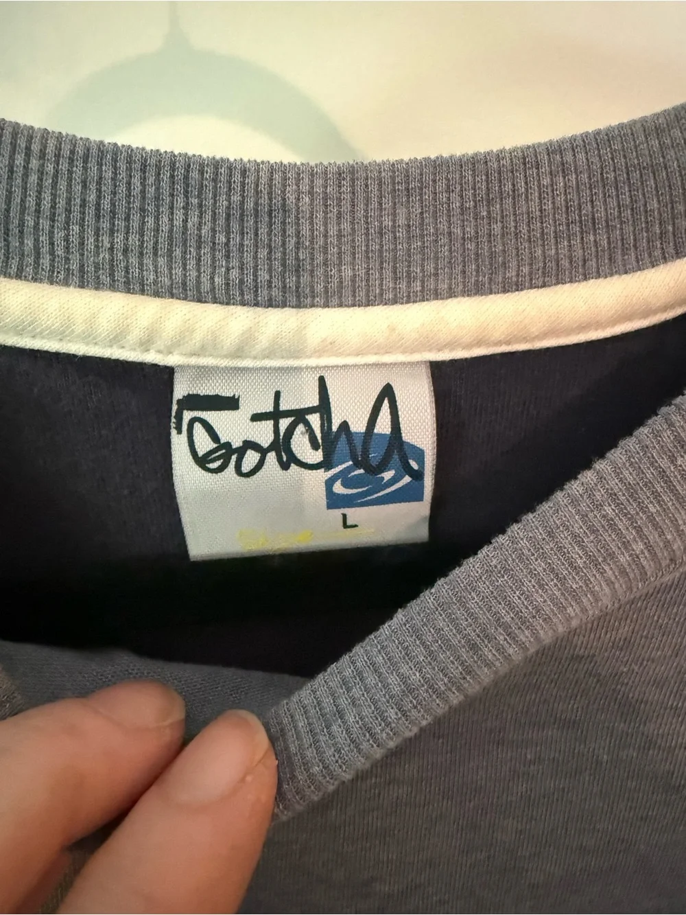 Gotcha Surf Gear- Heather Grey Short Sleeve Crewneck Tee with Contrast Stripe - Picture 3 of 4